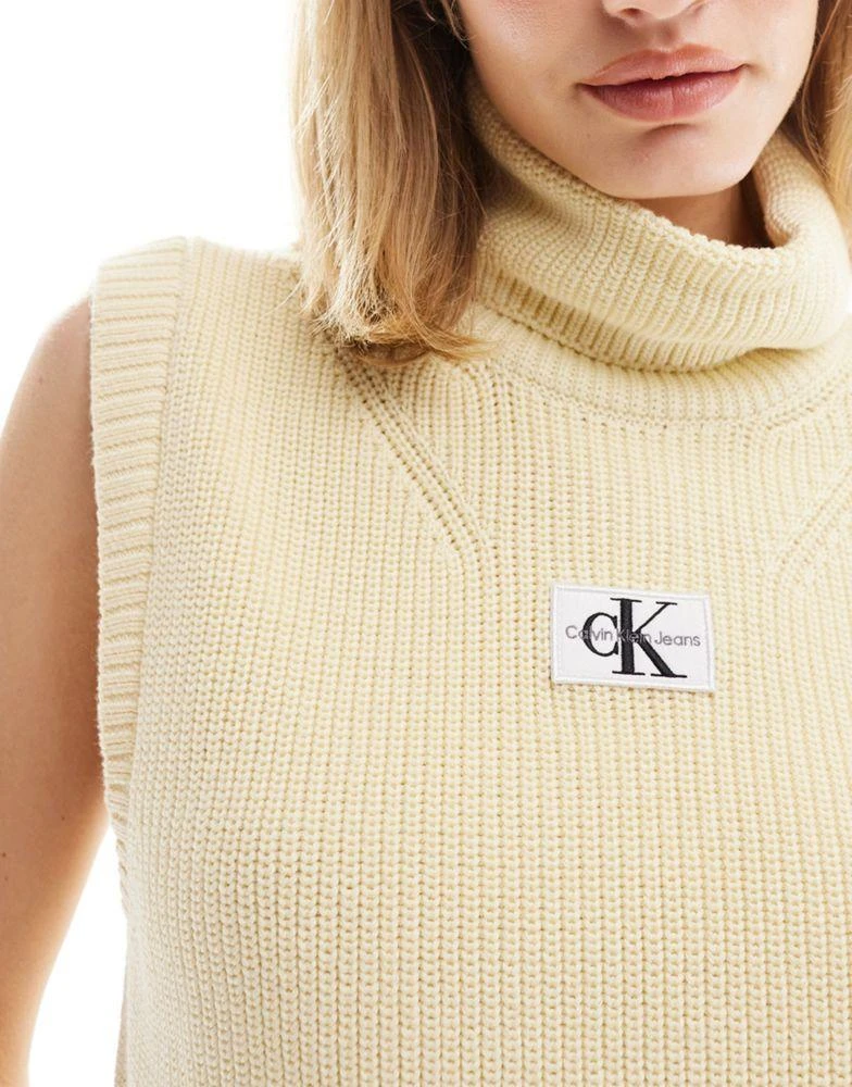 Calvin Klein Calvin Klein Jeans woven label sweater vest in cream 3