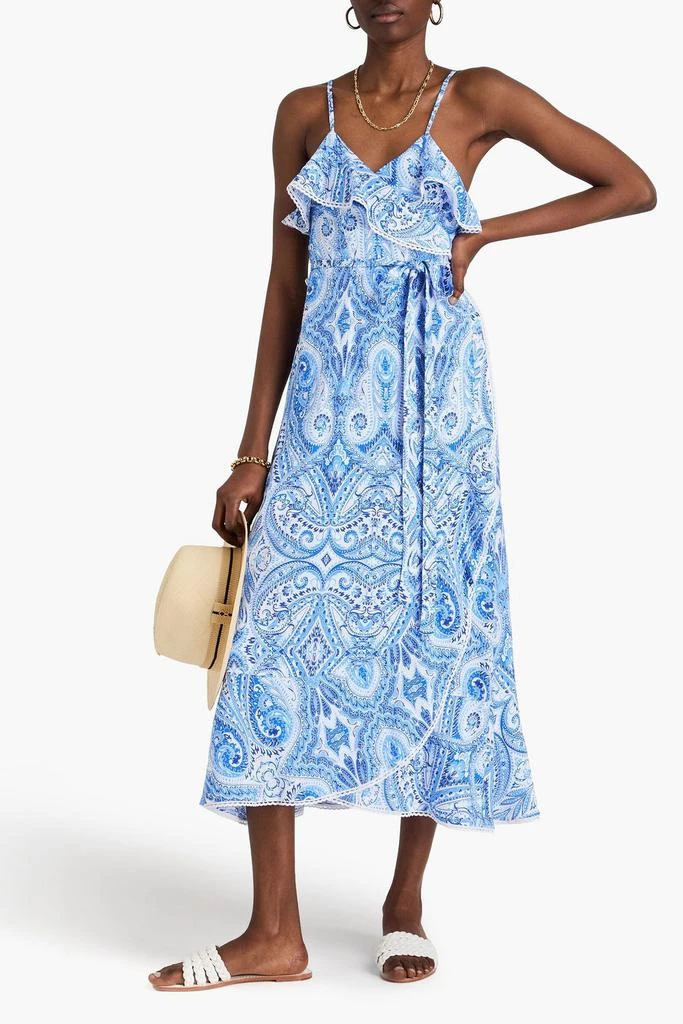 MELISSA ODABASH Prosperity ruffled paisley-print woven midi wrap dress 2