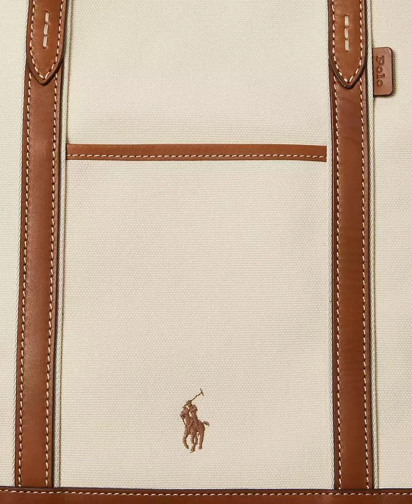 Ralph Lauren Women's Leather-Trim Canvas Medium Shopper Tote 5