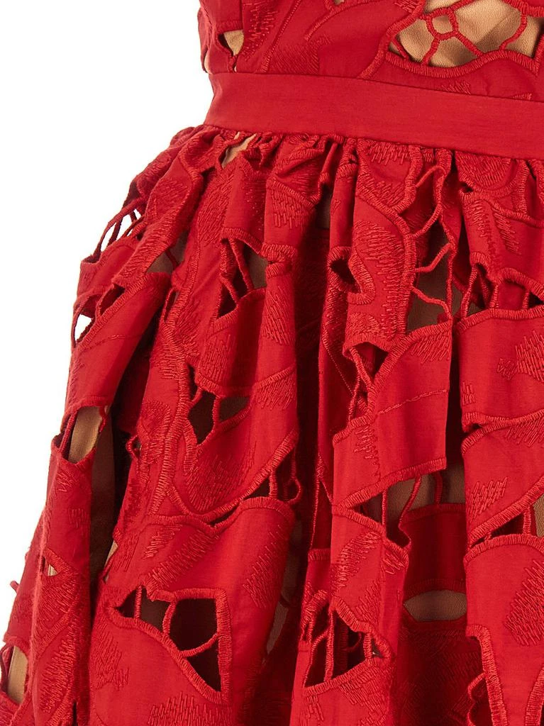self portrait red embroidered midi dress Self-Portrait Bow Embroidered Midi Dress