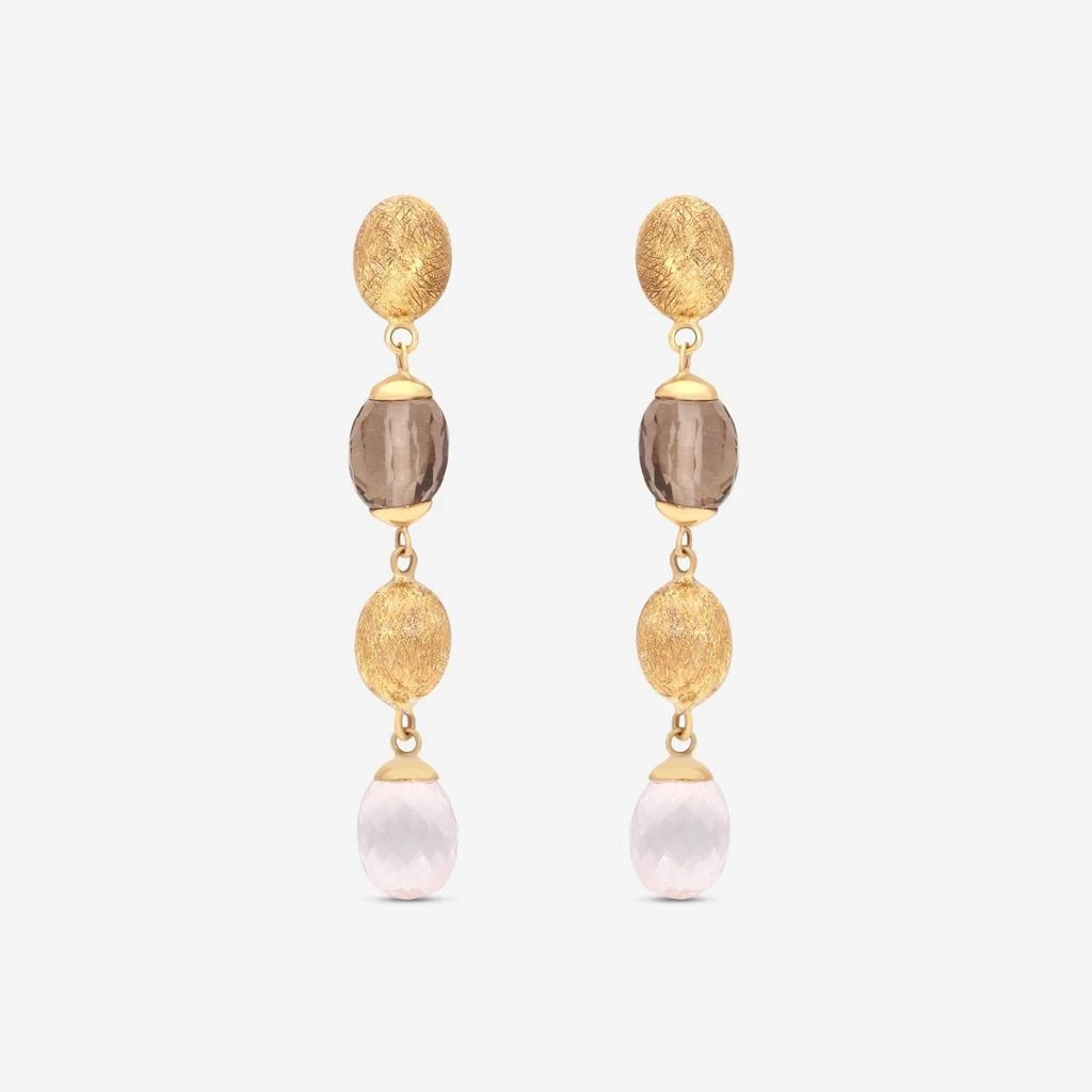 Nanis Nanis 18K Yellow Gold Rhodonite & Crystal Drop Earrings ON4-539 2