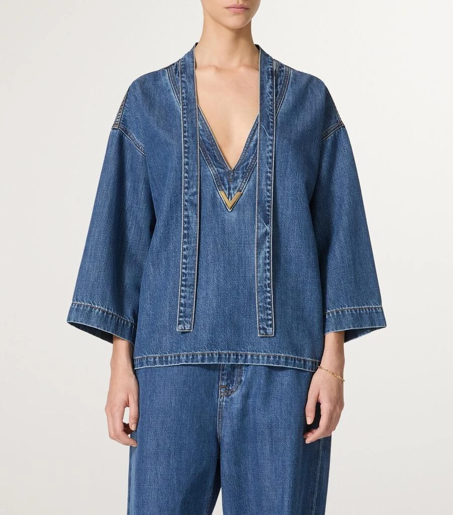 Valentino Denim V-Neck Shirt 3
