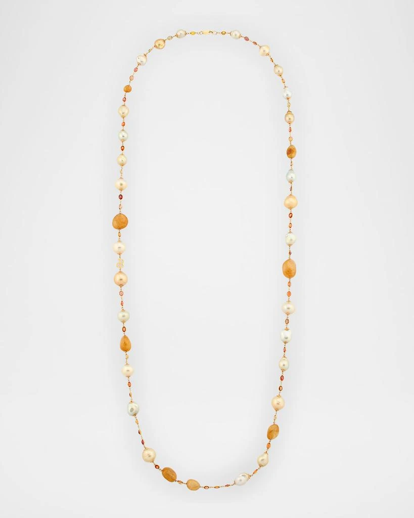 BELPEARL 18K Yellow Gold South Sea Pearl and Sapphire Necklace, 42"L 1