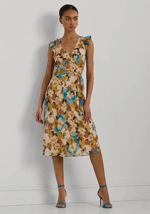 Ralph Lauren Ralph Lauren Women S Floral Belted Crinkle Georgette Dress 1
