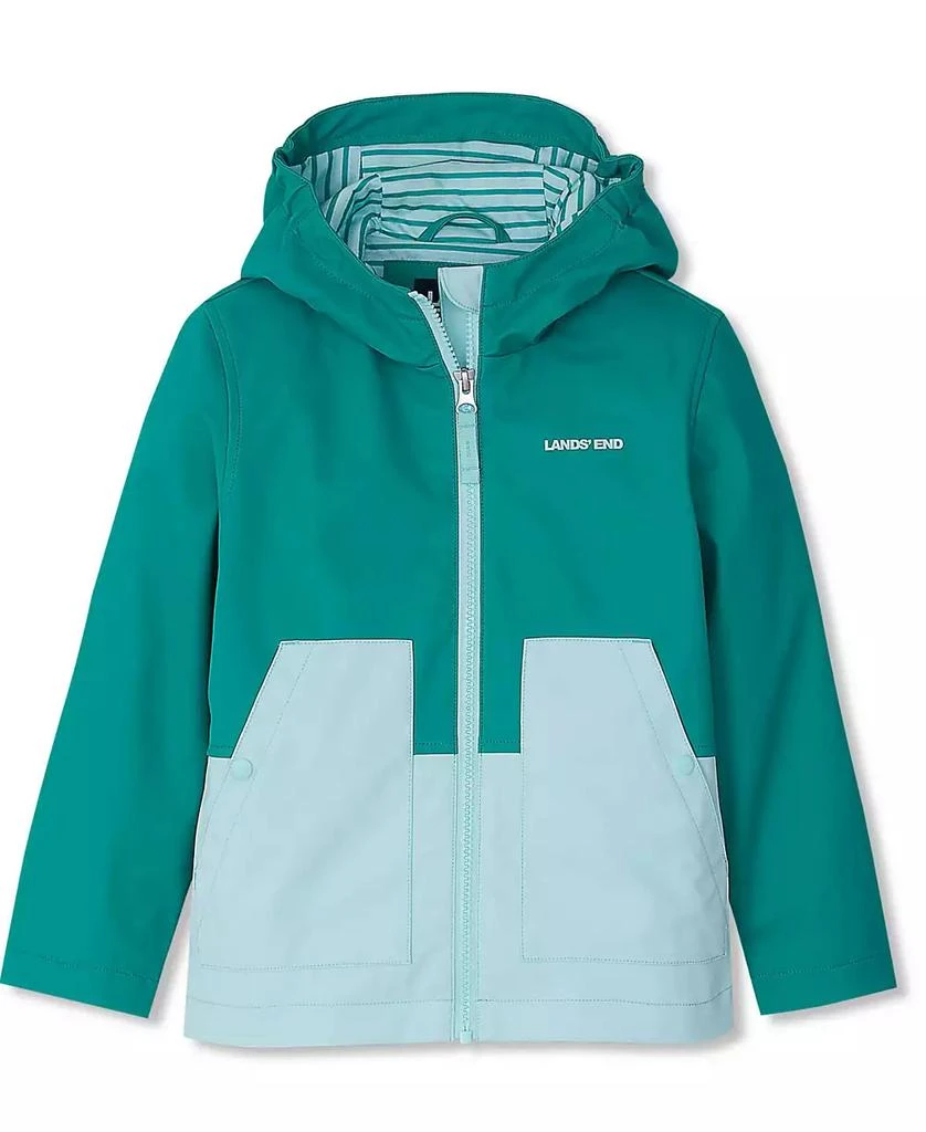 Lands
 End Girls Water Resistant Hooded Slicker Rain Jacket