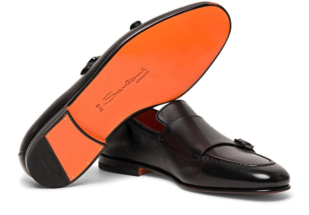 Santoni Leather double-buckle loafers 3