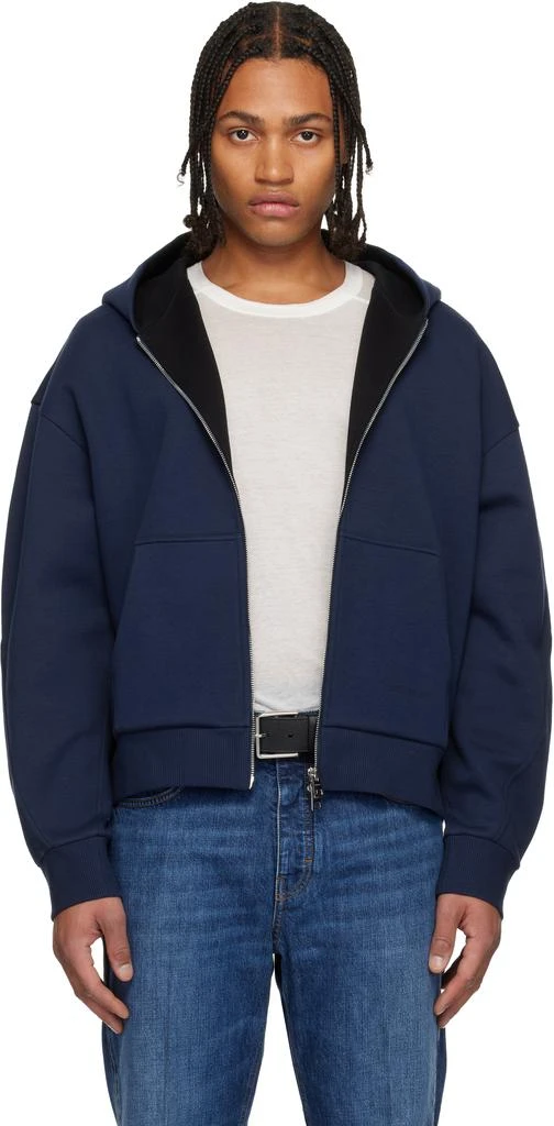 Givenchy Navy Zipped Scuba Hoodie 1