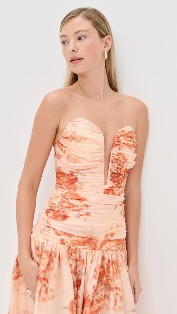 Zimmermann Cascadian Strapless Midi Dress