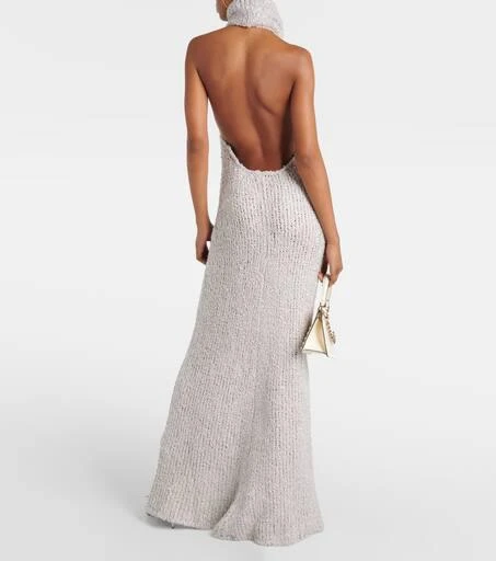 Valentino Turtleneck silk bouclé maxi dress 3