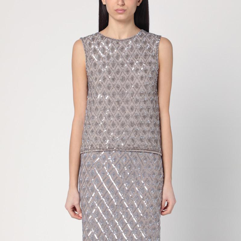 P.A.R.O.S.H. Gray tank top with sequins