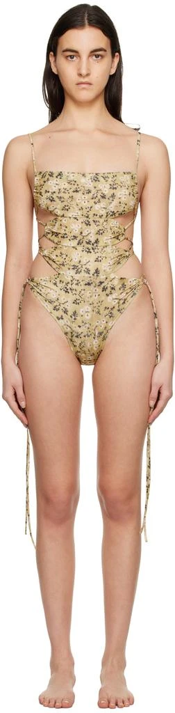 KNWLS SSENSE Exclusive Yellow Ntica One-Piece Swimsuit 1