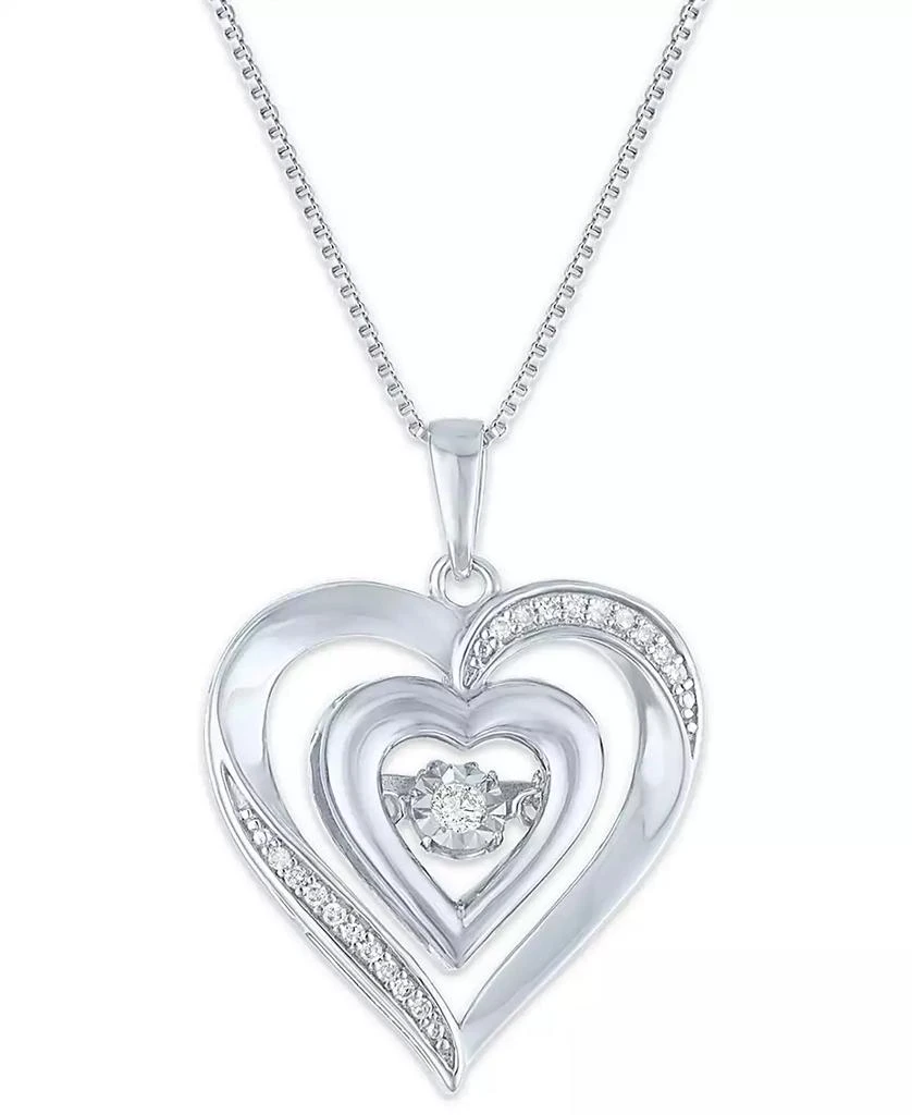 Macy
s Double Heart Diamond Pendant Necklace (1/10 ct. t.w.) in Sterling Silver