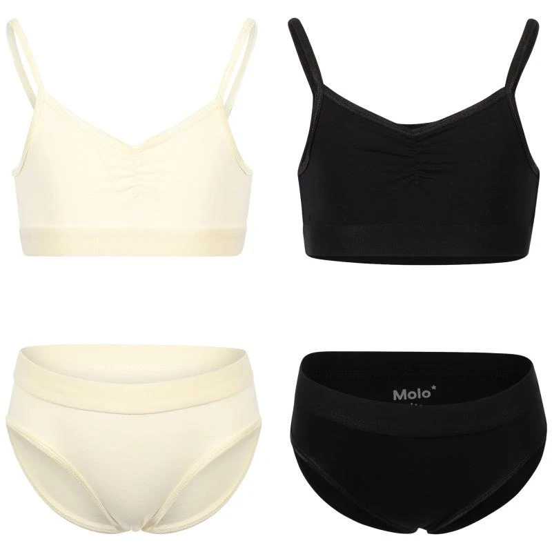MOLO Organic cotton underwear tank tops and panties set in off white and black 1