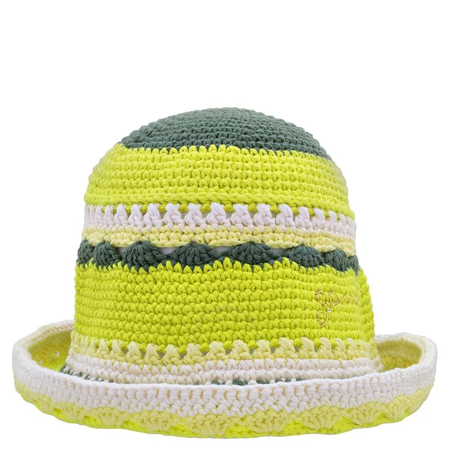 Ganni Ladies Tender Shoots Cotton Crochet Bucket Hat 1
