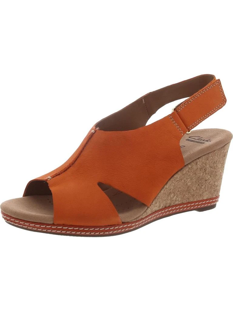 Clarks Helio Float4 Womens Faux Suede Cork Wedge Sandals 8