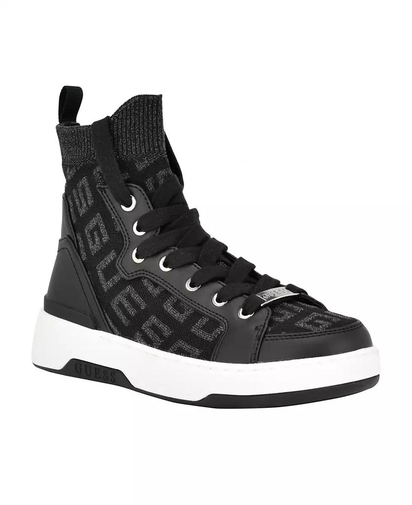 GUESS Women's Mannen Knit Hi-Top Lace-Up Fashion Sneakers 1