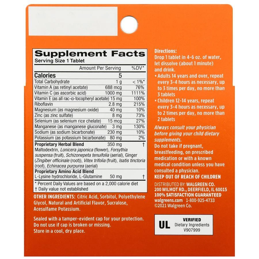 Walgreens Immune Support Vitamin C 1000 mg Tablets (20 days) Orange 3