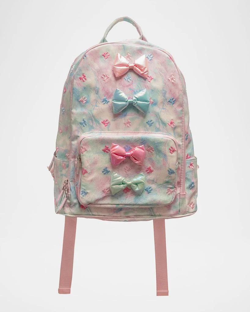 Bari Lynn Kid
s Embroidered Bow Pastel Tie-Dye Backpack