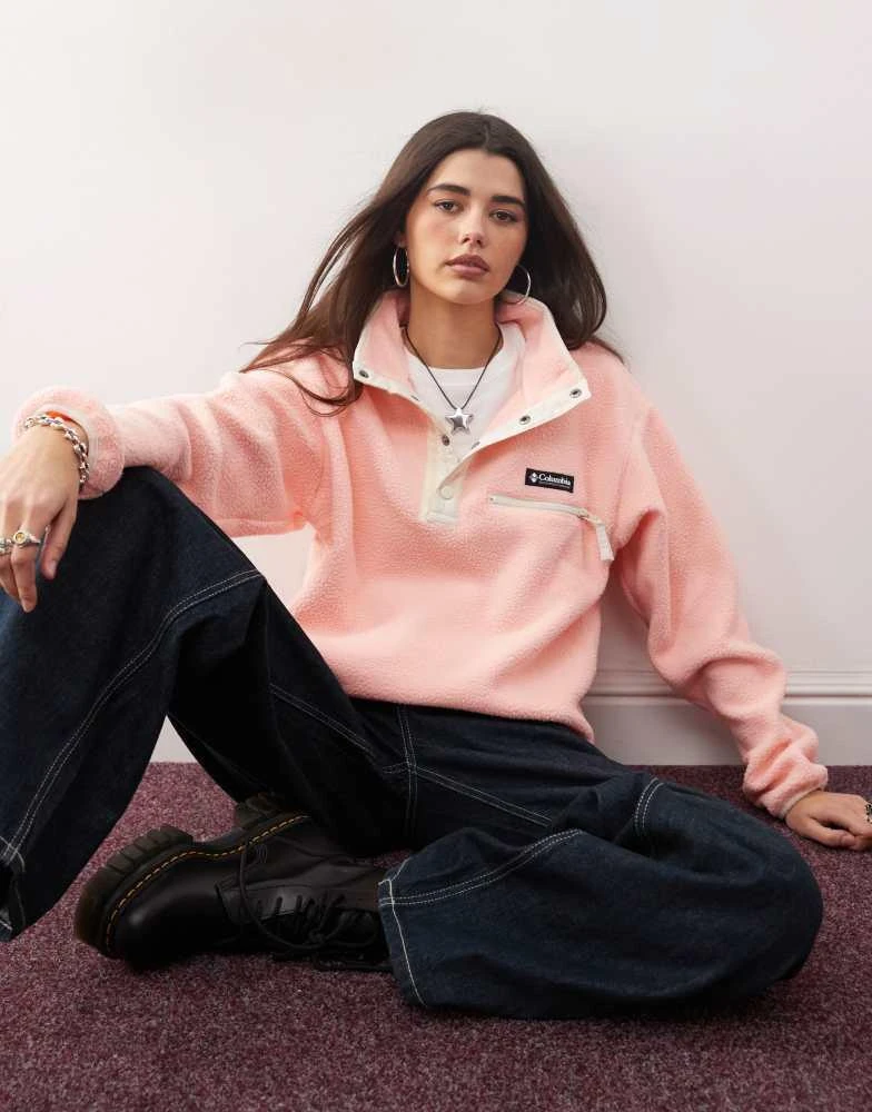Columbia Columbia Helvetia II cropped half snap fleece in pink sand, chalk 1