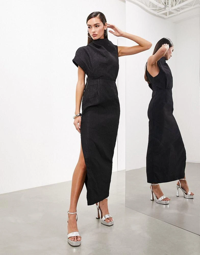 ASOS EDITION ASOS EDITION statement textured high neck sleeveless maxi dress in black 1
