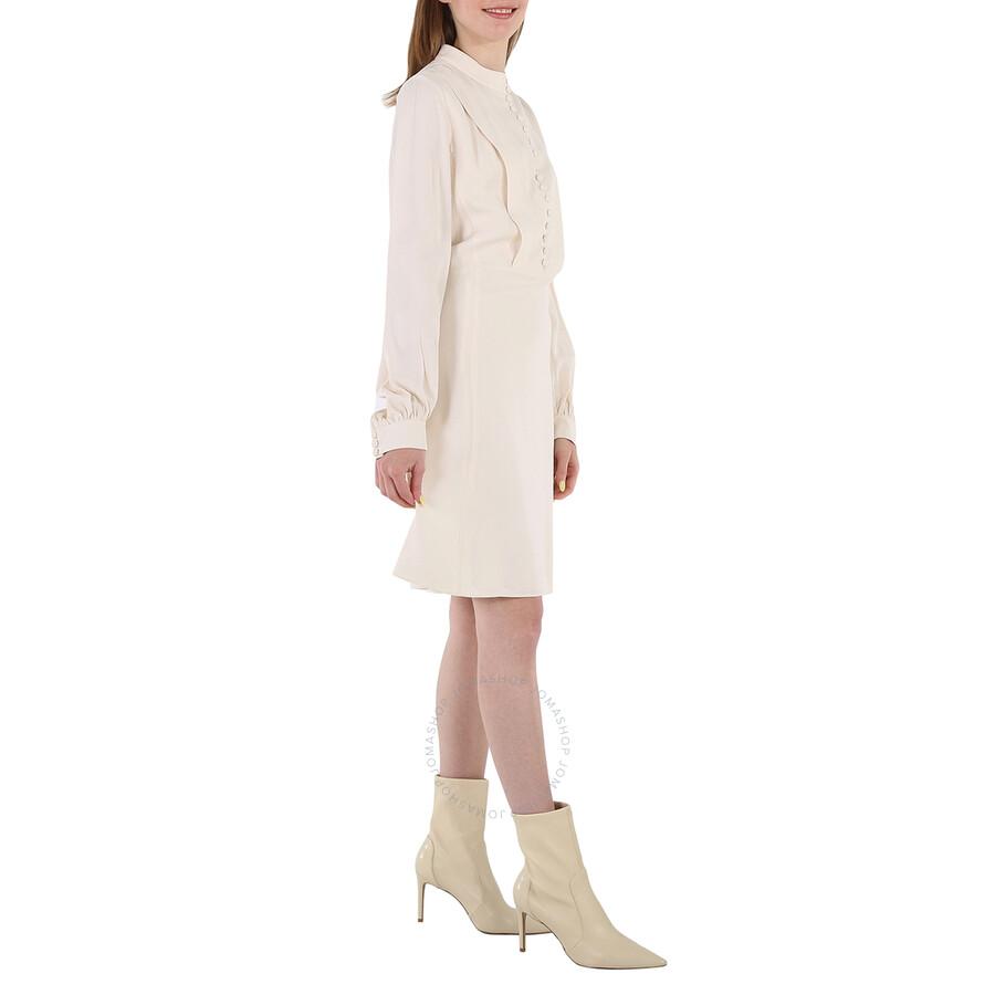 Chloe White Buttoned Long-sleeve Dress