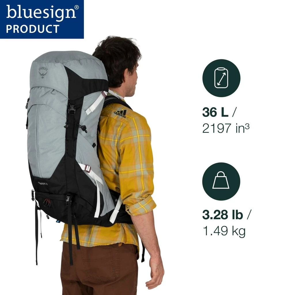 Osprey Osprey Stratos 36L Men
s Hiking Backpack, Tunnel Vision Grey 2