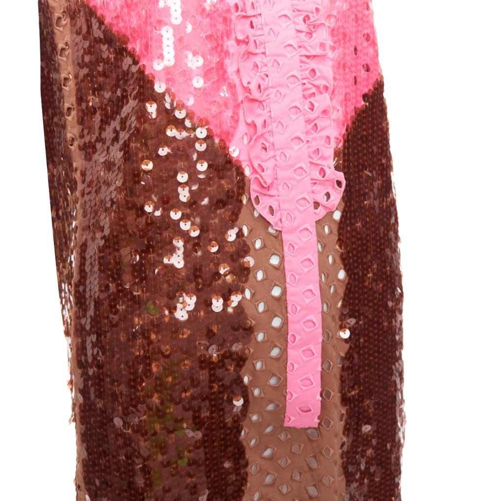 Louis Vuitton pink brown colorblock sequin dress