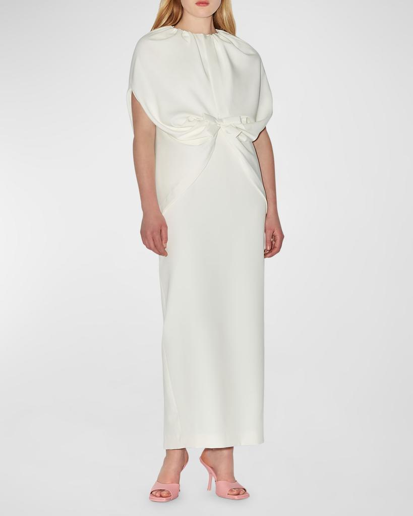 Bernadette Ruched Waist Long Cape Dress