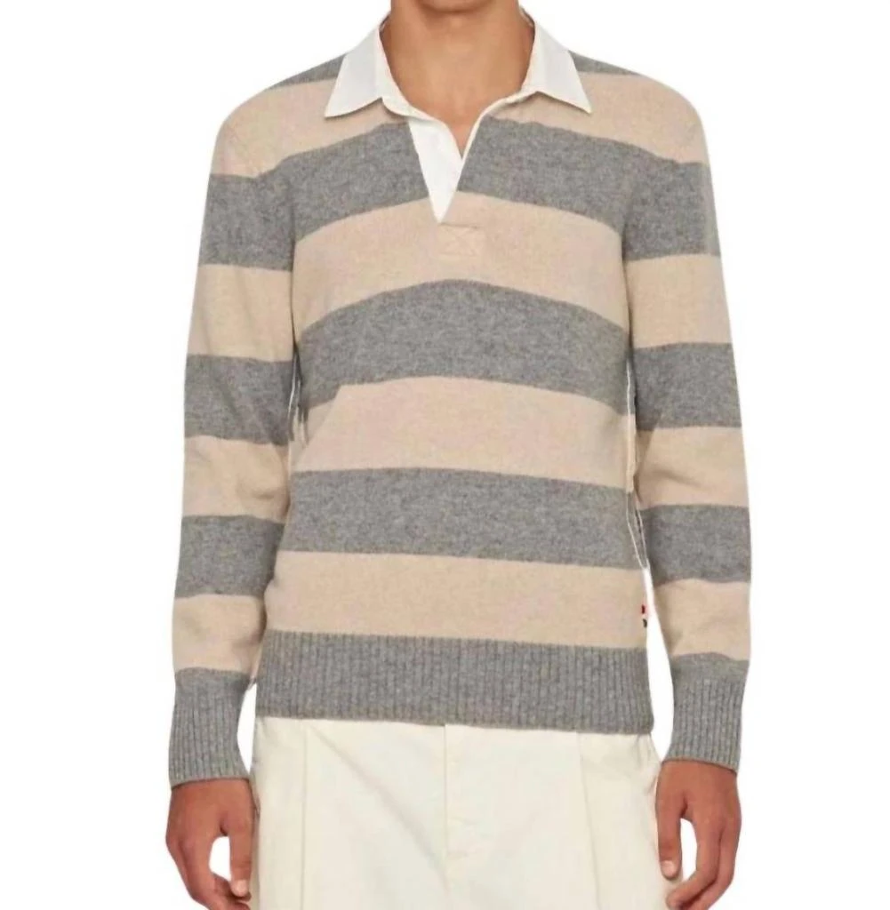 ORLEBAR BROWN Legris Knit Long Sleeve Polo In Granite 1