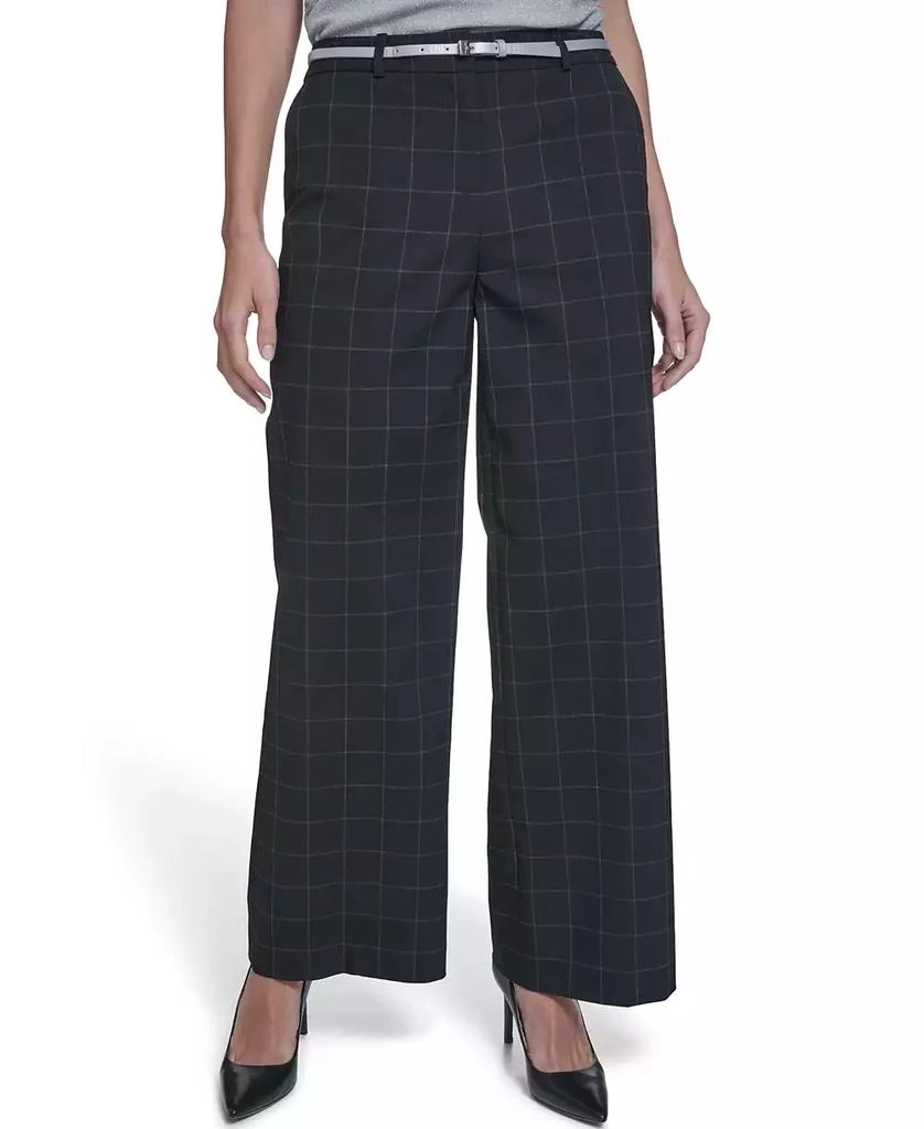 Calvin Klein Women
s Windowpane Wide-Leg Pants