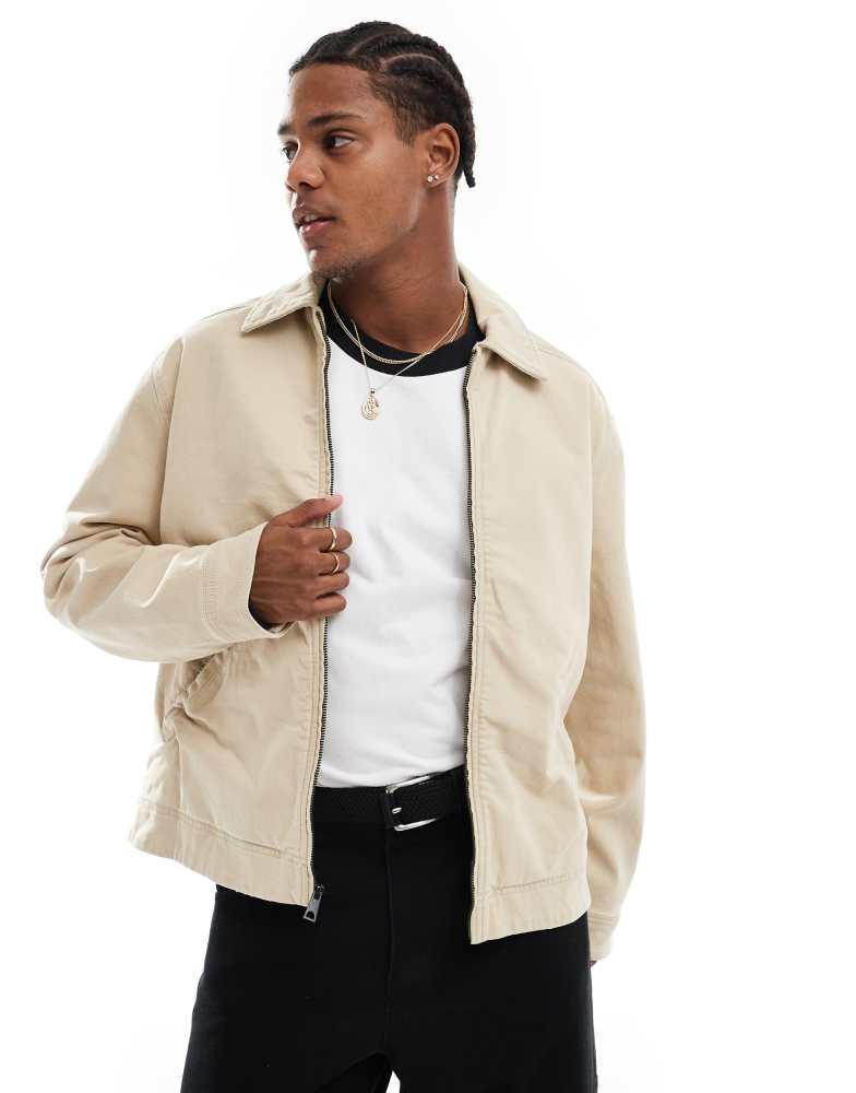 HOLLISTER Hollister boxy fit cord collar workwear jacket in beige