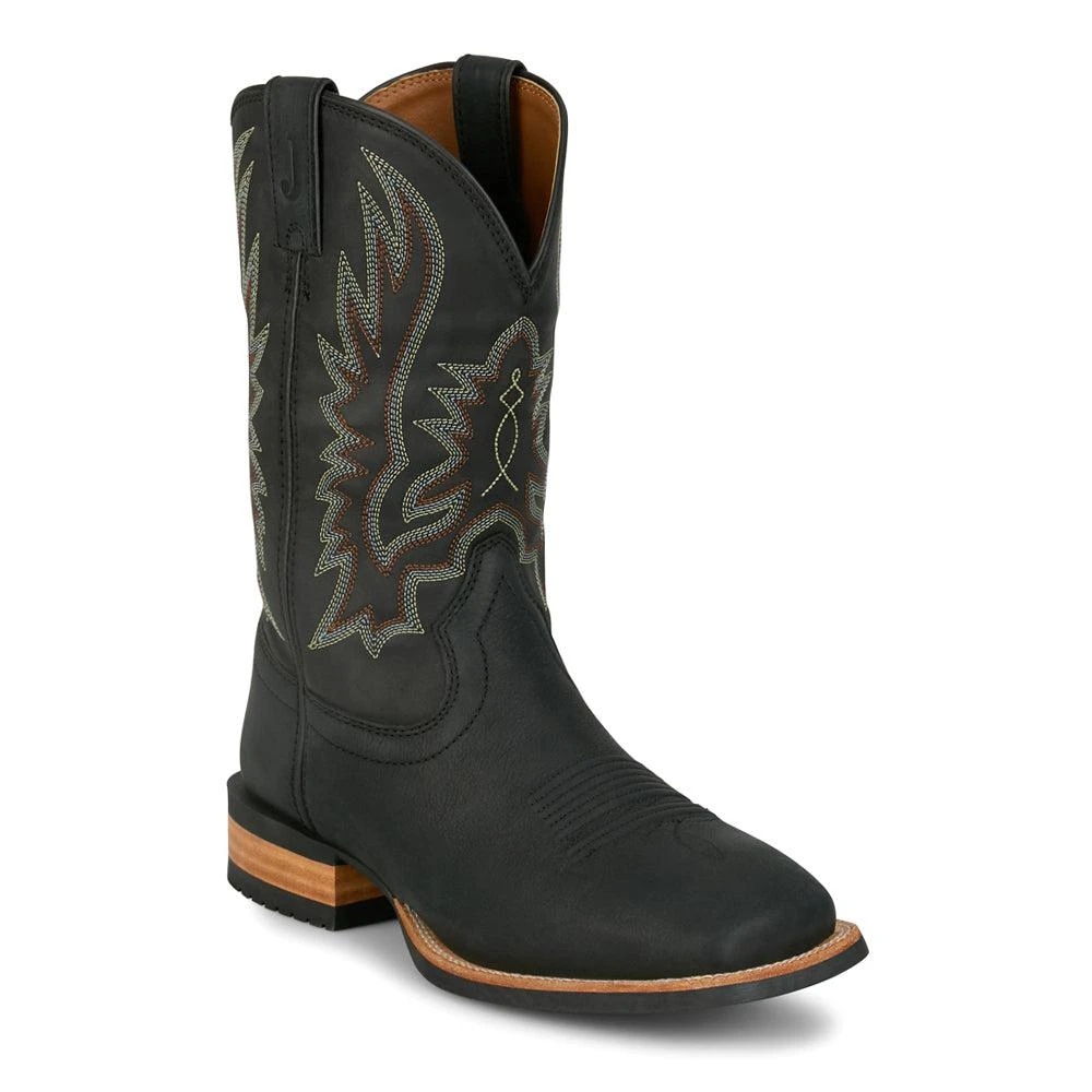 Justin Boots Rustle 11 Inch Embroidered Square Toe Pull On Cowboy Boots 2