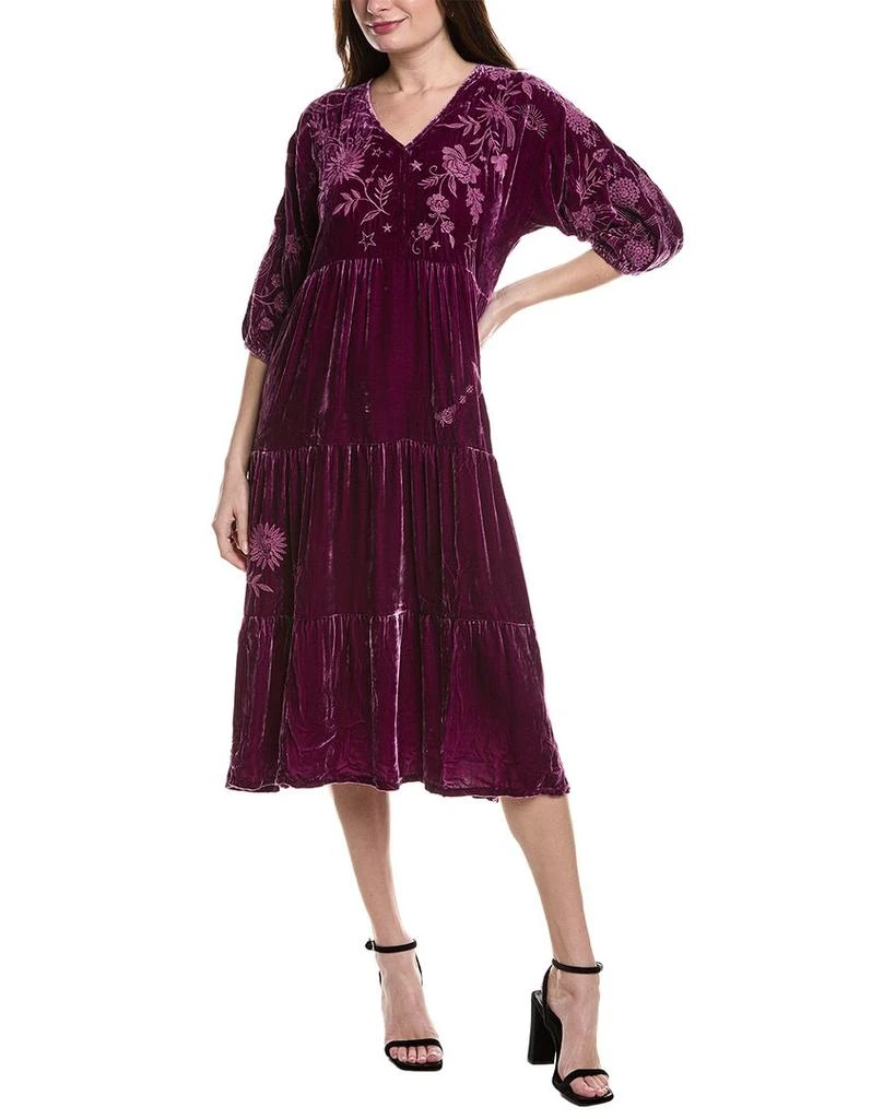 Johnny Was Petite Torine Silk-Blend Midi Dress 1