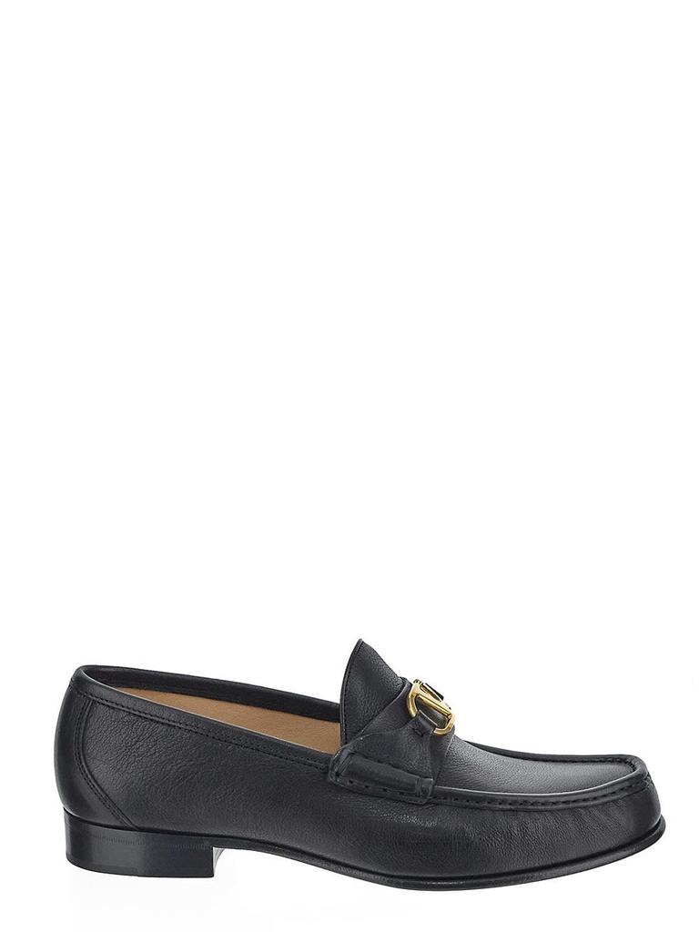 【送関込】VALENTINO☆V Logo Signature Loafer Vlogo Signature Calfskin Loafer for Woman in Black