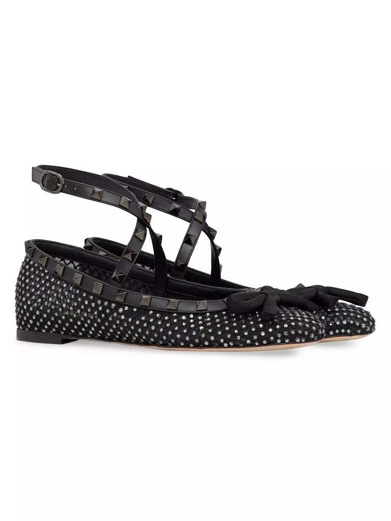 Valentino Rockstud Mesh Ballerina Flats With Crystals And Matching Studs 2