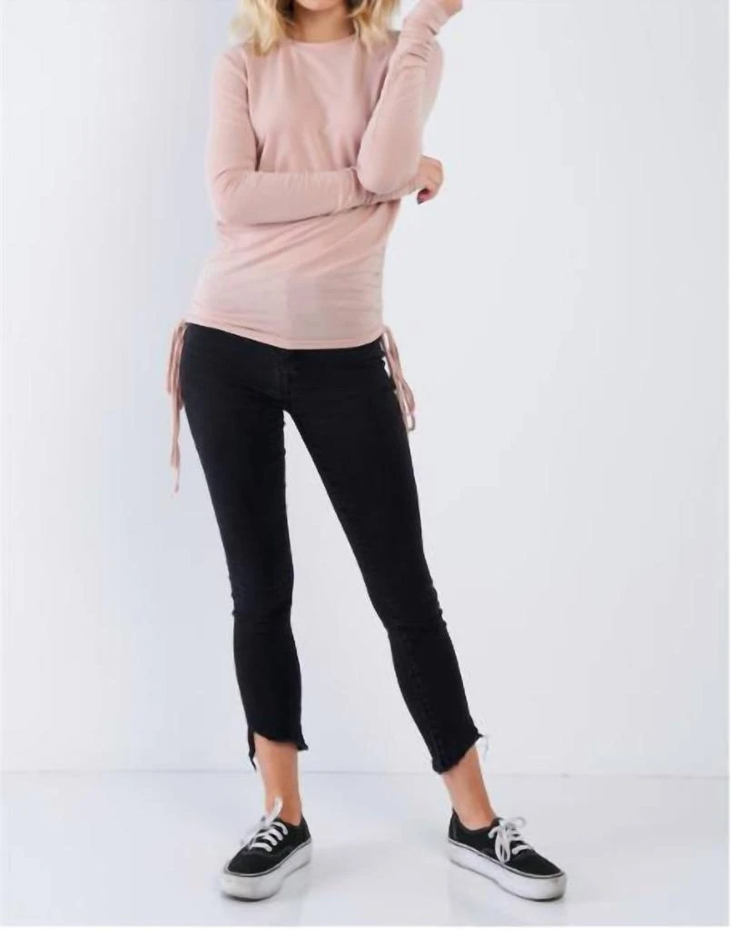 Etophe Studios Side Ruched Draw String Top In Pale Pink 4