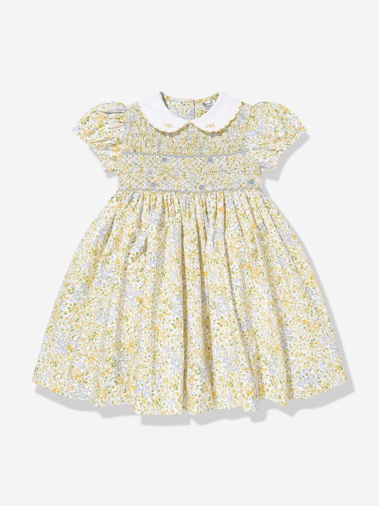 Sarah Louise Girls Floral Smocked Dress in Yellow