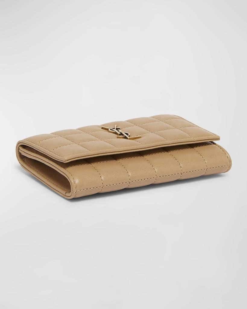 Yves Saint Laurent YSL Monogram Flap Small Wallet in Quilted Smooth Leather 6
