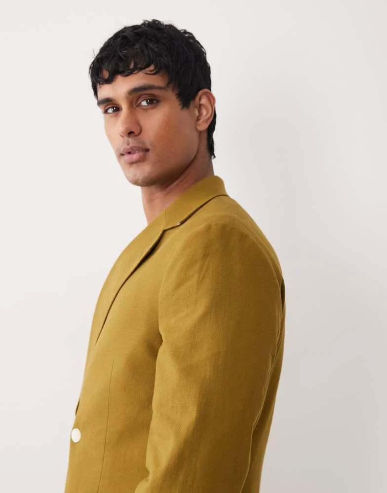 ASOS ASOS DESIGN slim suit jacket in khaki linen blend 3