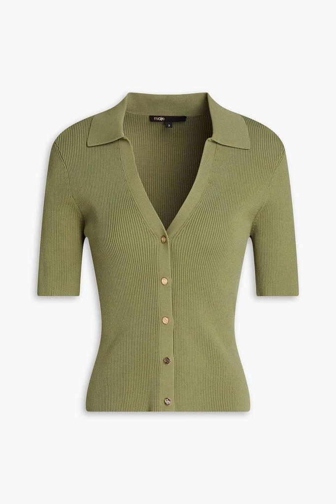Maje Ribbed-knit polo shirt 1