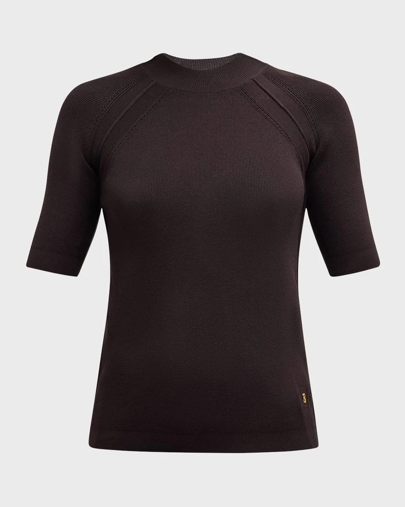 St. John Short-Sleeve Slim Stretch Knit Sweater 1