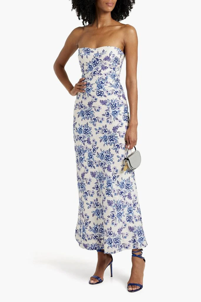 Bec & Bridge Audette strapless floral-print linen maxi dress 2