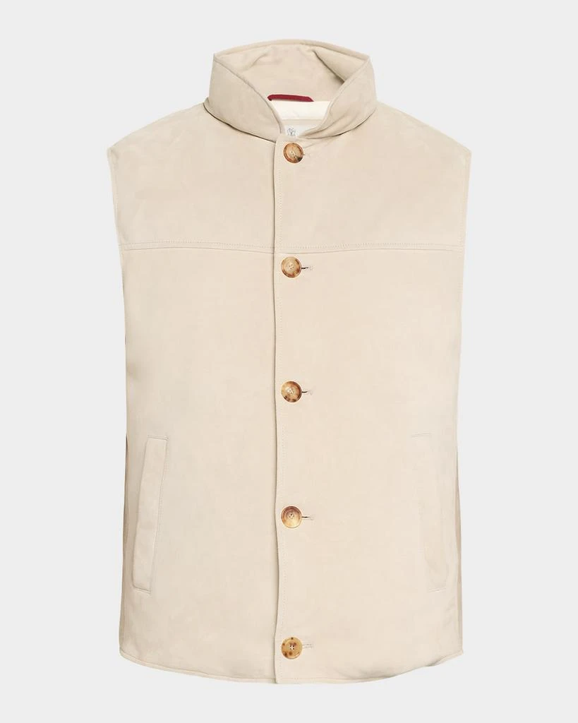 Brunello Cucinelli Men's Padded Down Suede Vest 1