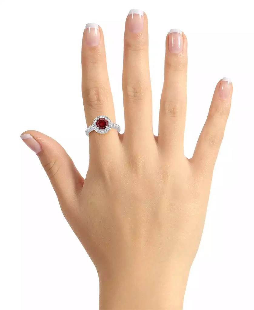 Macy's Garnet (1-2/3 ct. t.w.) and Diamond (1/5 ct. t.w.) Halo Ring in Sterling Silver 2