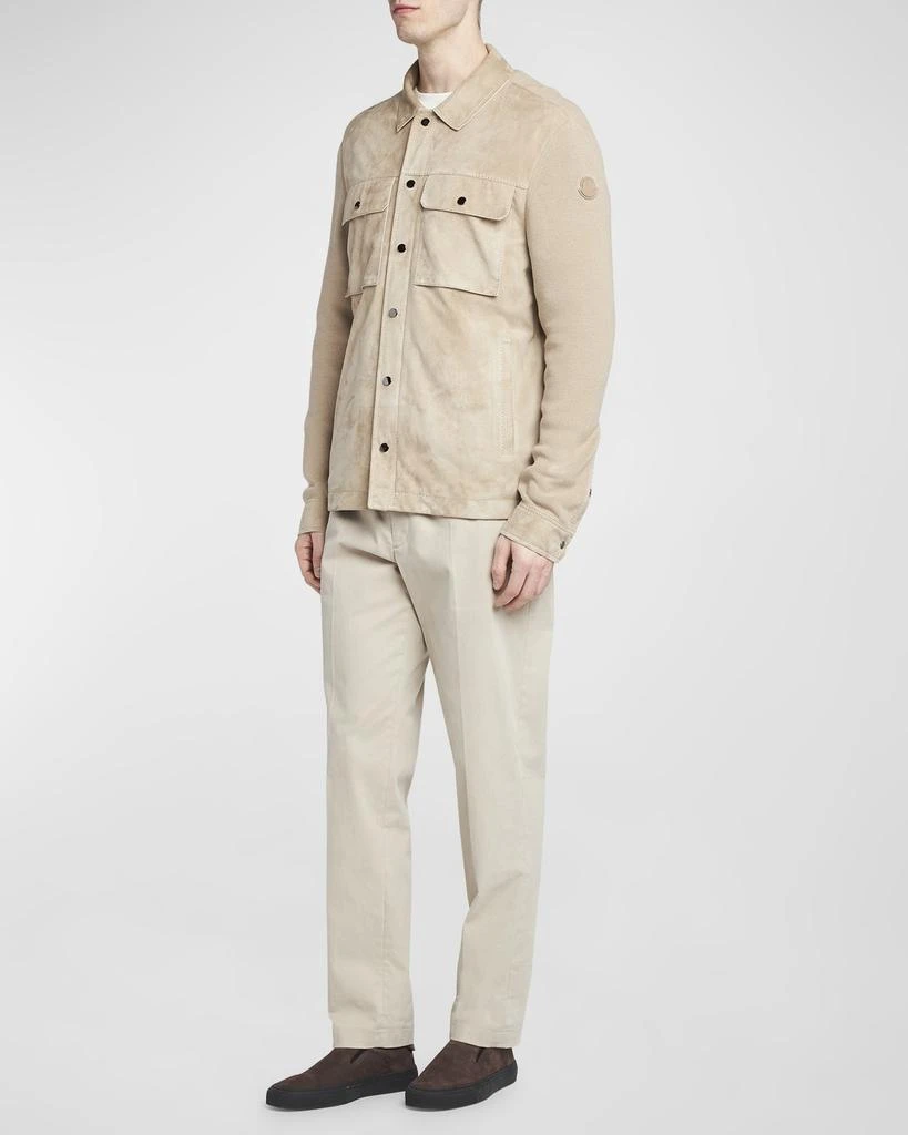 Moncler Men's Knit Overshirt with Lamb Suede 2