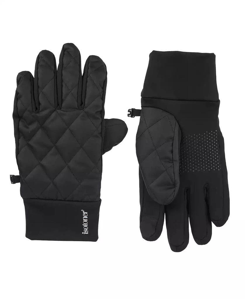 Isotoner Signature Men's Diamond Quilted Pongee and Spandex Water Repellent and Touchscreen Gloves 2