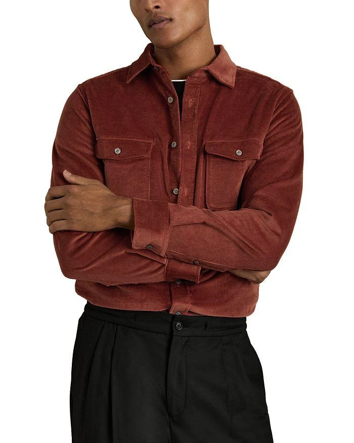 REISS Regular Fit Button Front Corduroy Shirt 1