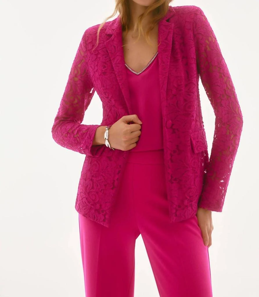 JOSEPH RIBKOFF Joseph Ribkoff - Fitted Floral Lace Blazer Jacket 1