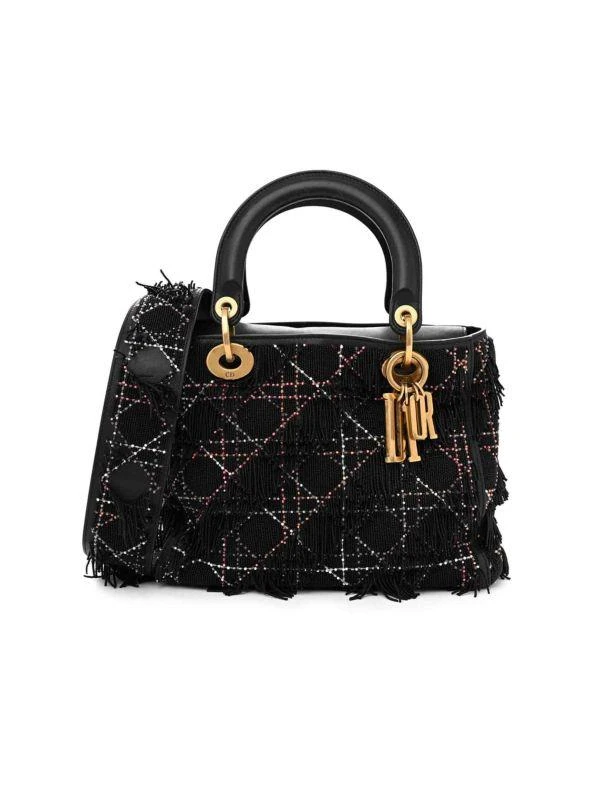 Dior Medium Lady Dior Cannage Embellished Leather Top Handle Bag 1