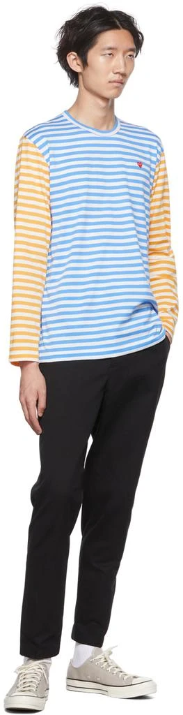 Comme des Garcons Blue & Yellow Heart Long Sleeve T-Shirt 4